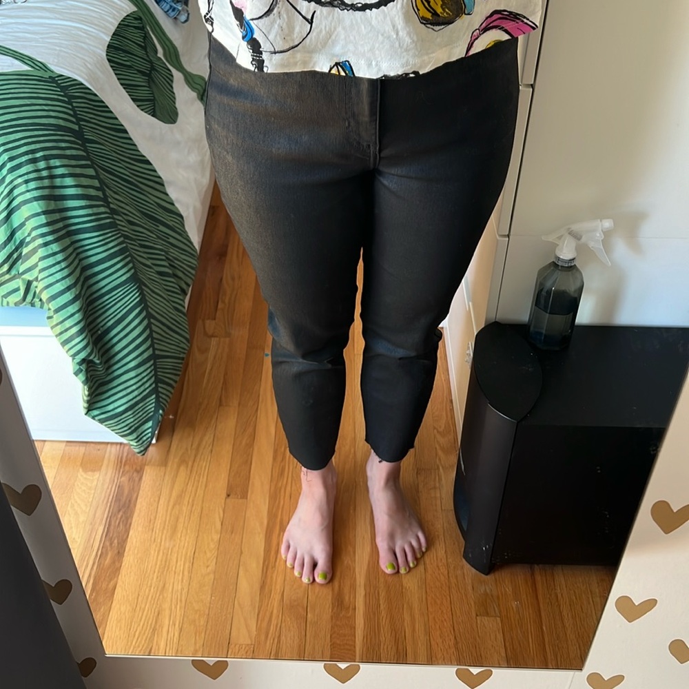 OWN high rise coated ankle skinny with unfinished hem sz27